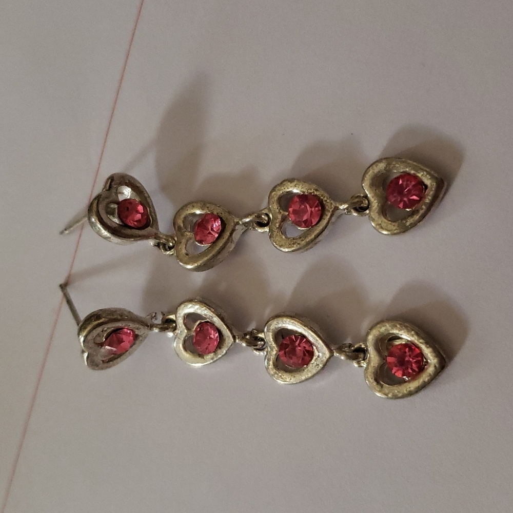 Pink Heart Dangling Earrings